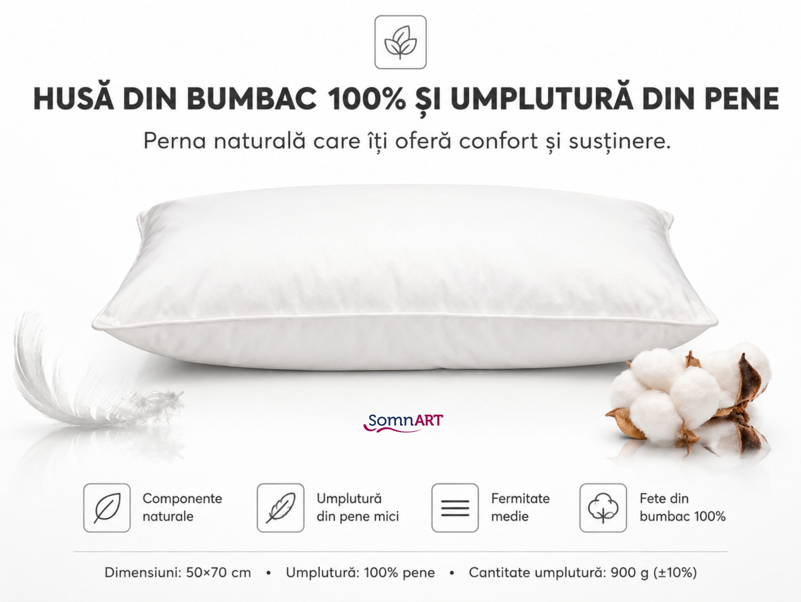 Perna Naturo din pene, 50x70 - 2