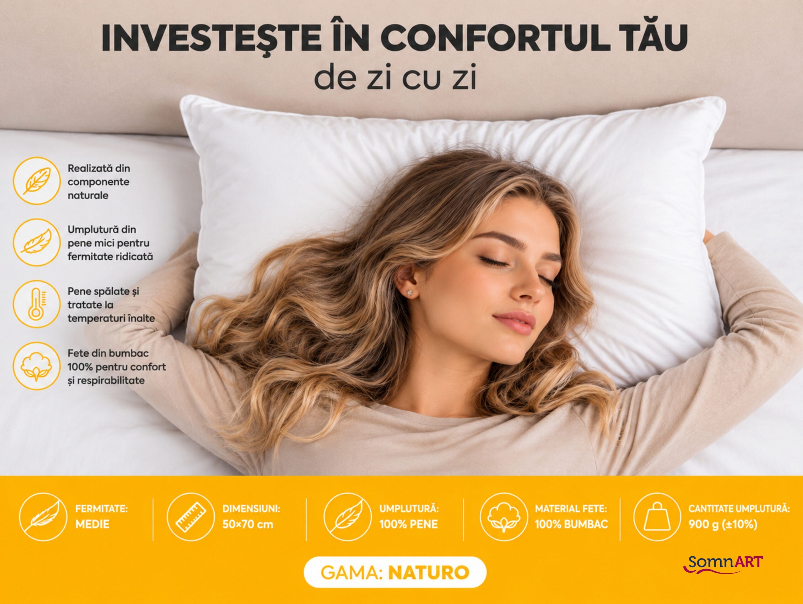 Perna Naturo din pene, 50x70 - 3