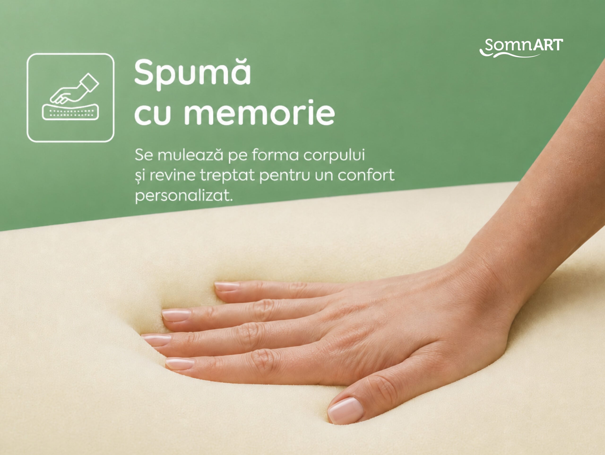 Saltea cu memorie Somnart XXL Memory Plus 90x200, înălțime 25 cm, pentru persoane supraponderale, husă Aloe Vera detașabilă, rulată, fermitate mare