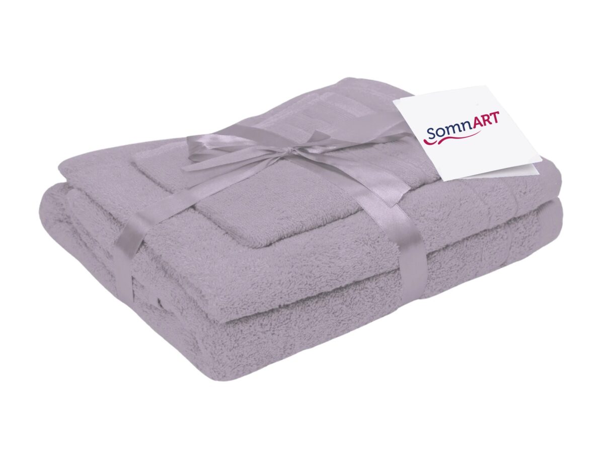 Set prosoape bumbac Somnart 600gsm de fata 50x90 cm + de corp 70x140 + de maini 30x50 cm, lila