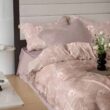 Lenjerie de pat finet 6 piese, cearceaf pat cu elastic, cearceaf pilota 200x230, 2 fete perna 50x70, 2 fete perna 70x70, Extra, Pink Leaves, 63
