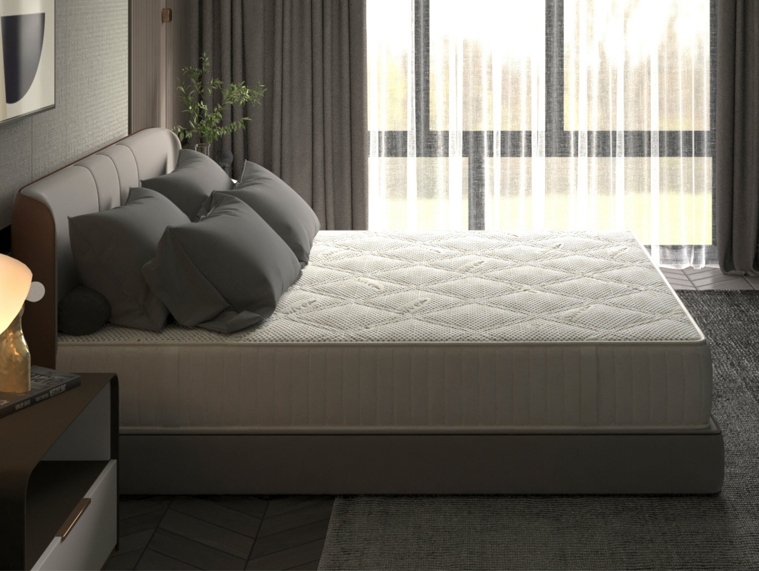 Saltea cu memorie Somnart Silver Relax 140x200, înălțime 24 cm, husă tricot Silver, cu mânere, fermitate medie