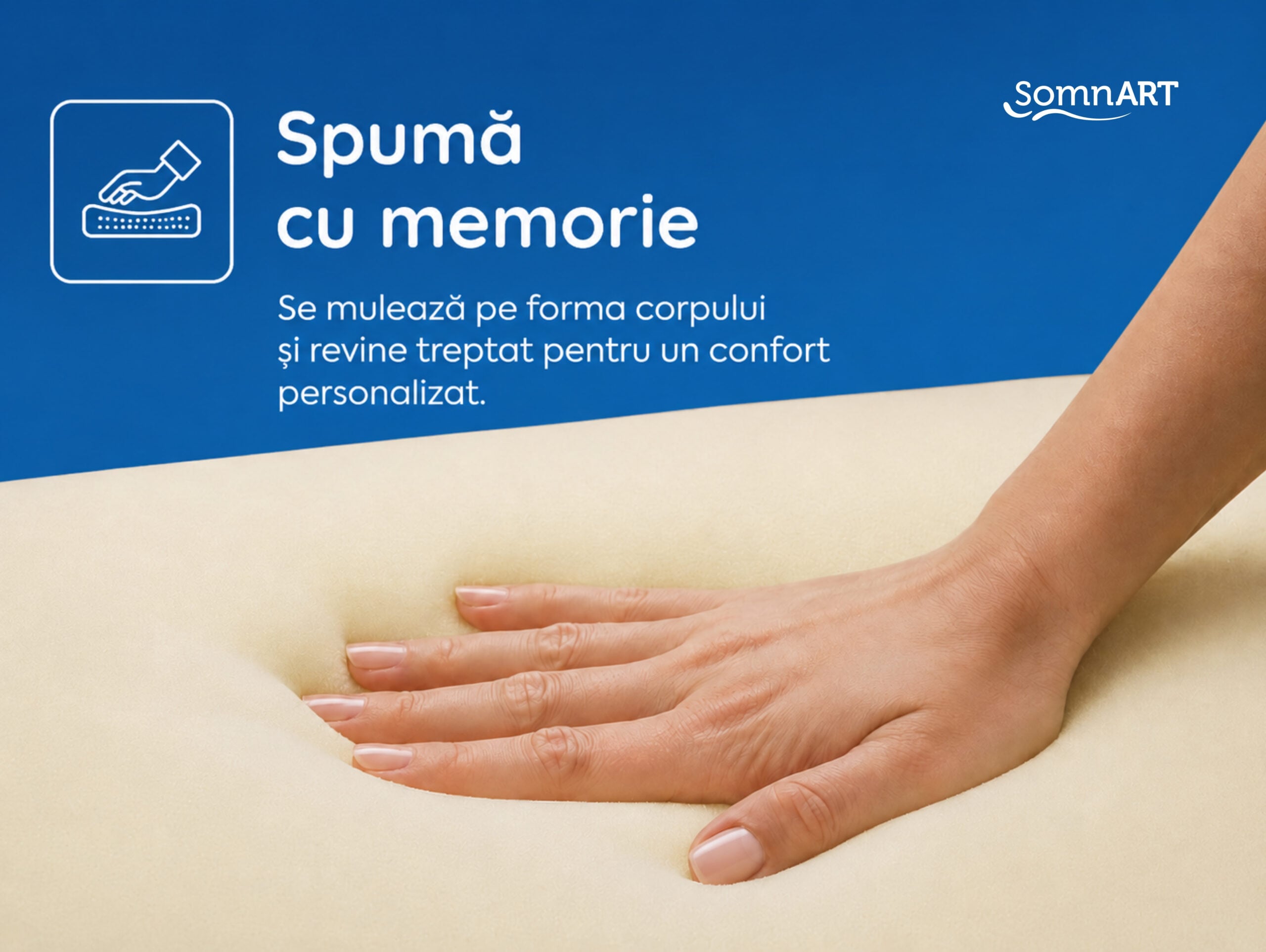 Saltea cu memorie Somnart Silver Relax 140x200, înălțime 24 cm, husă tricot Silver, cu mânere, fermitate medie