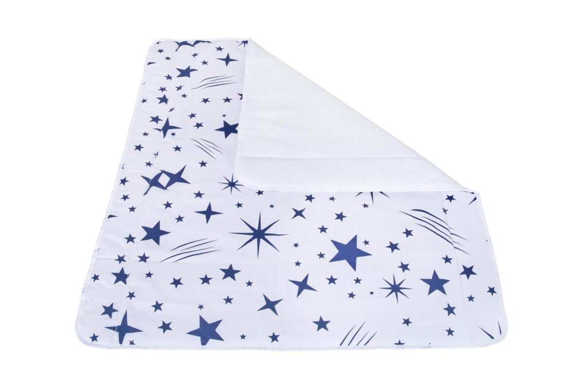 Patura impermeabila bebe, bumbac frotir, SomnART, 100x110 cm, Stelute