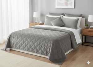 Cuvertura de pat velour, Somnart, 220x240 cm, gri