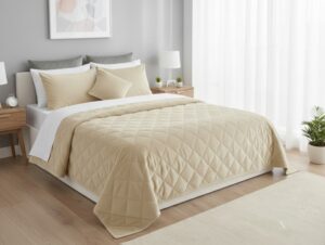 Cuvertura de pat velour, Somnart, 220x240 cm, crem