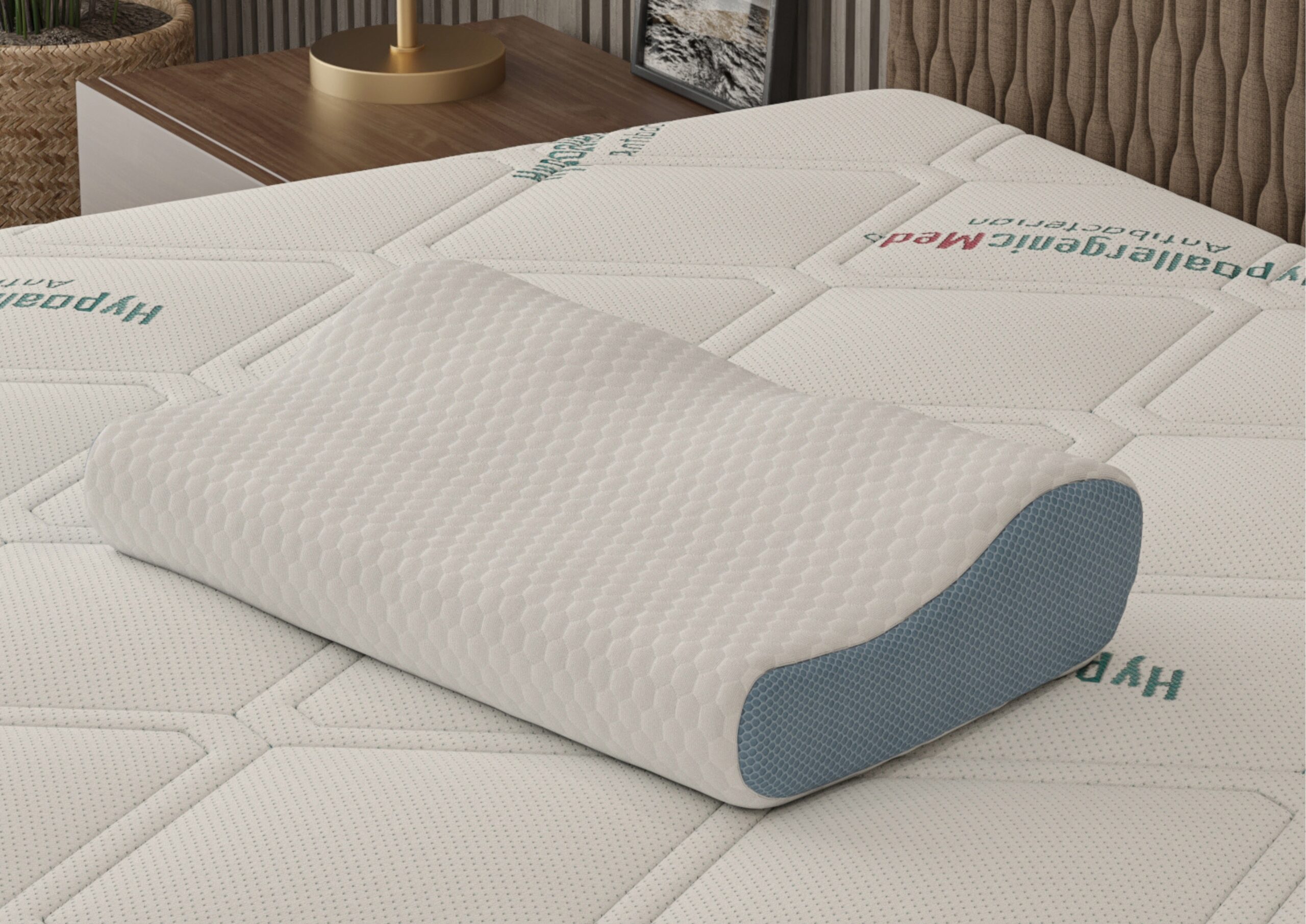 Perna ergonomica Memory Somnia® 3D Air Mesh, sustinere exacta pentru gat si cap, 30x50 cm - 5 | YEO