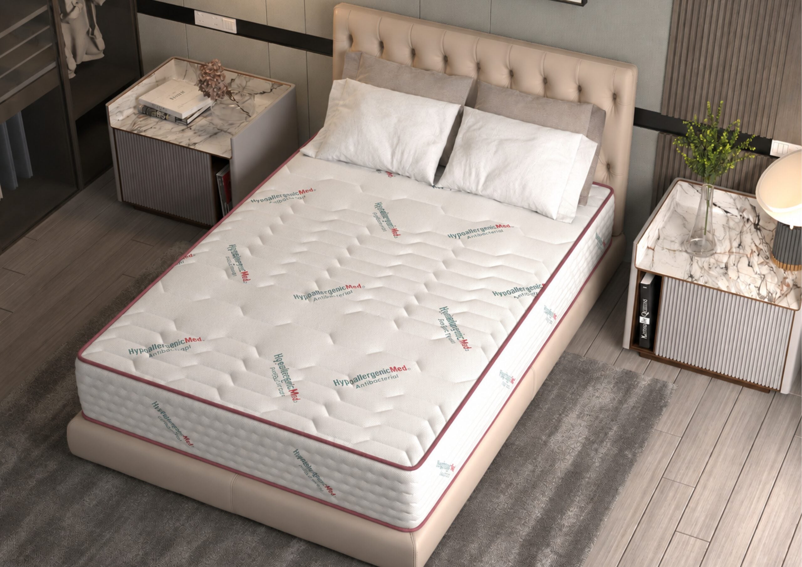 Saltea cu arcuri Pocket HypoallergenicMed® Safe Relax HoReCa 140x190, înălțime 25 cm, ortopedică, husă tratament antialergic, fermitate mediu-tare