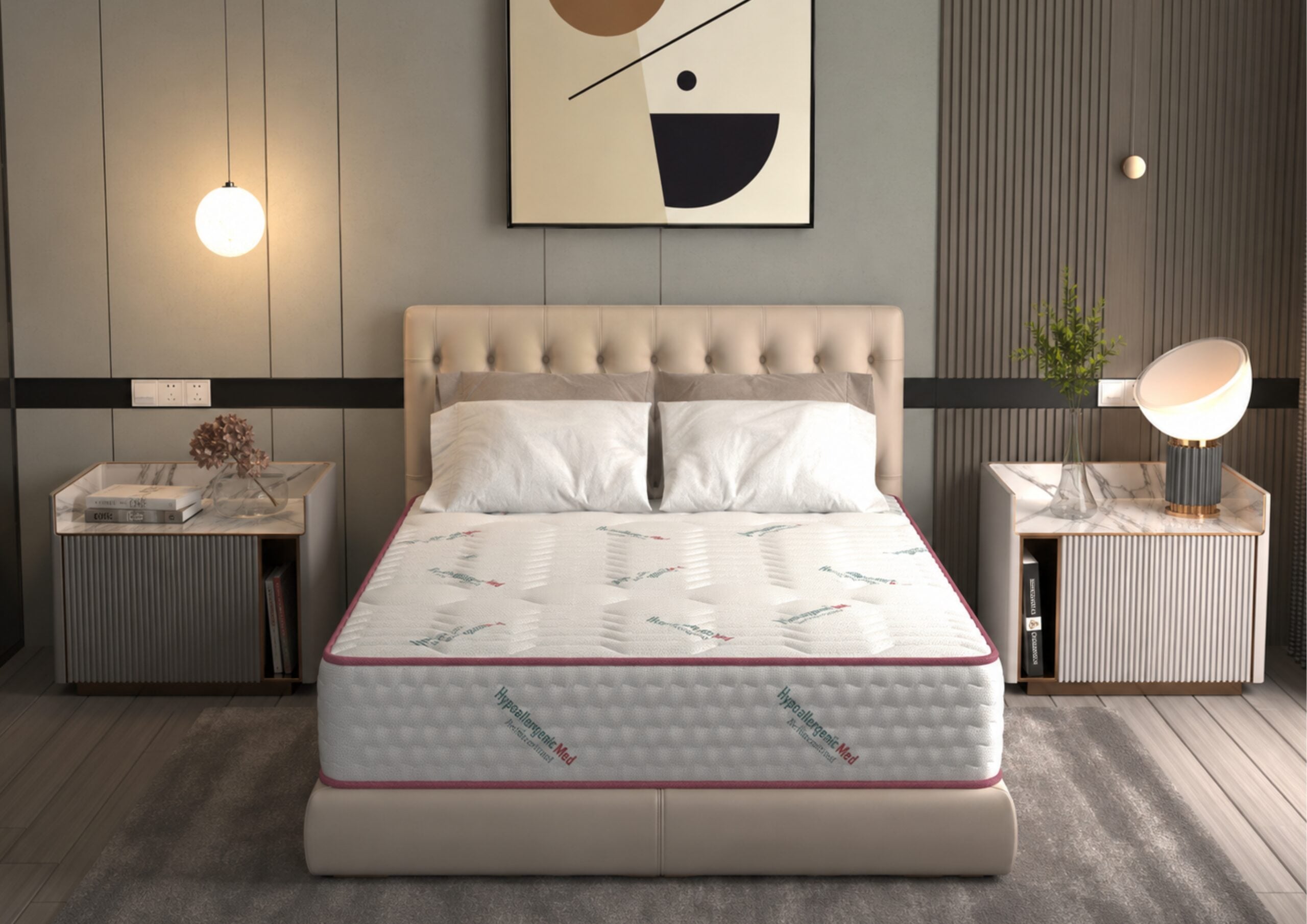 Saltea cu arcuri Pocket HypoallergenicMed® Safe Relax HoReCa 140x190, înălțime 25 cm, ortopedică, husă tratament antialergic, fermitate mediu-tare