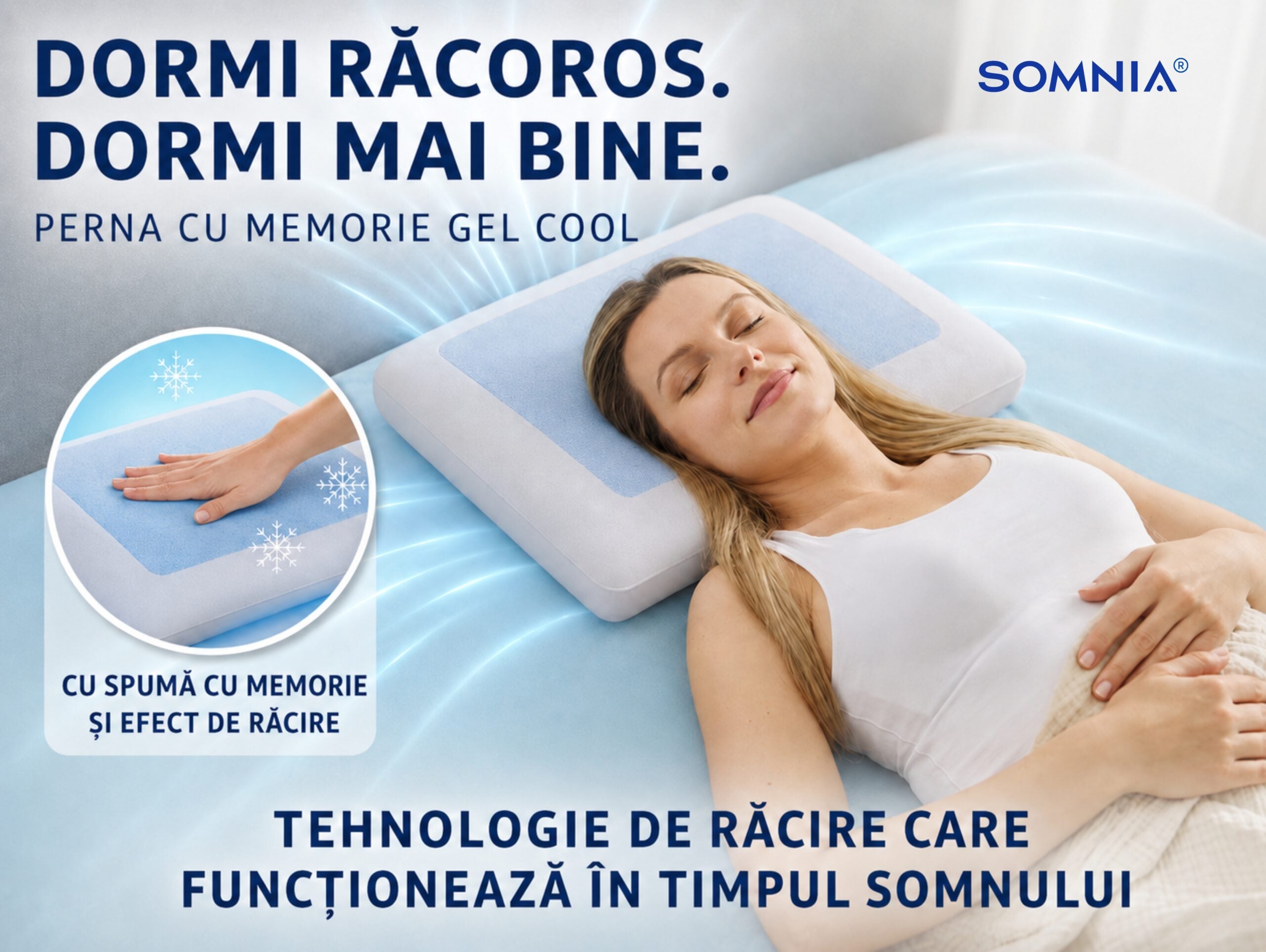 Perna cu memorie Gel Cool 40x60 cm