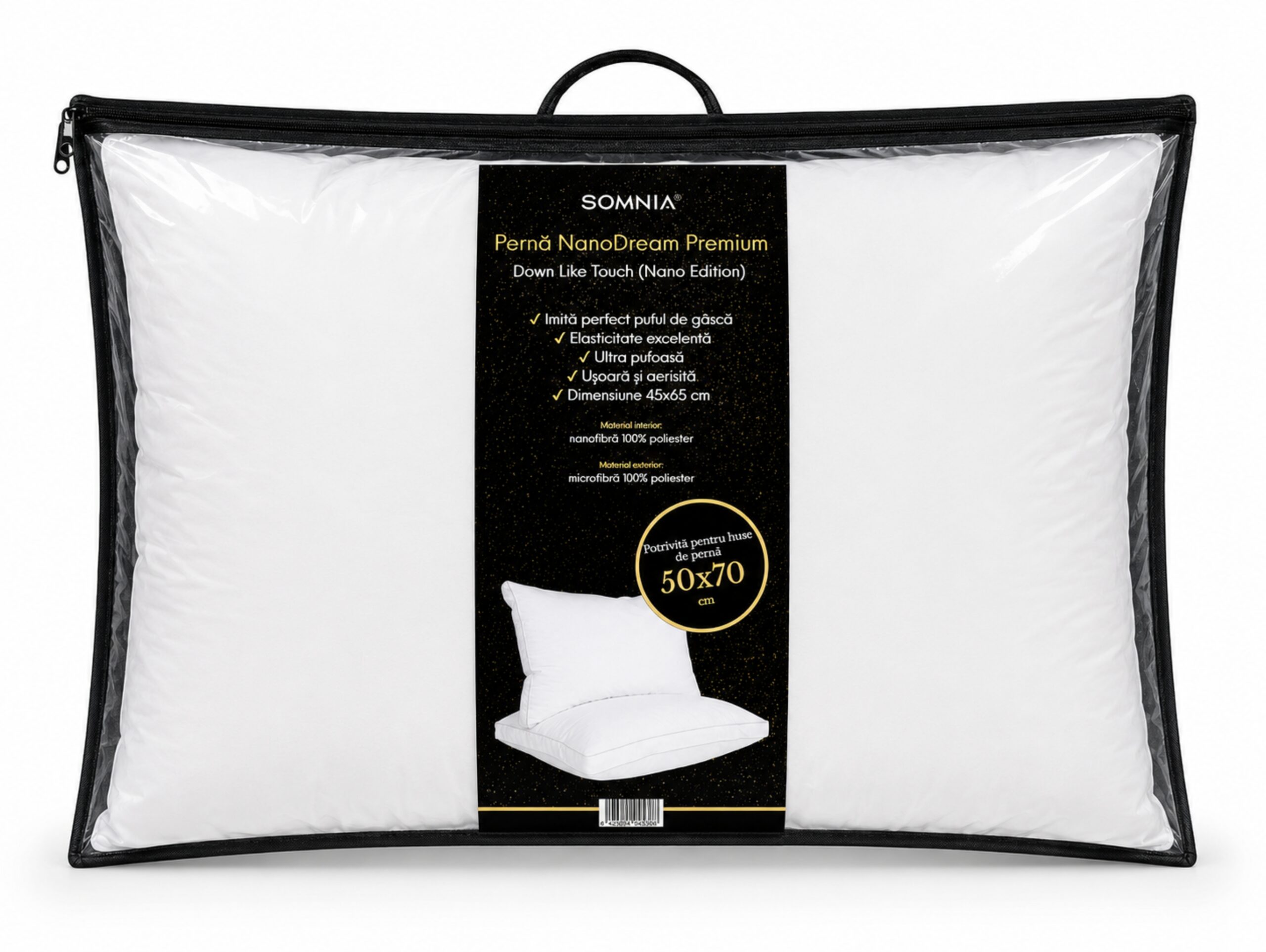 Perna Gusset din nanofibra Somnia NanoDream Premium, pentru fata de perna 50 x 70 cm, la geanta - view 5